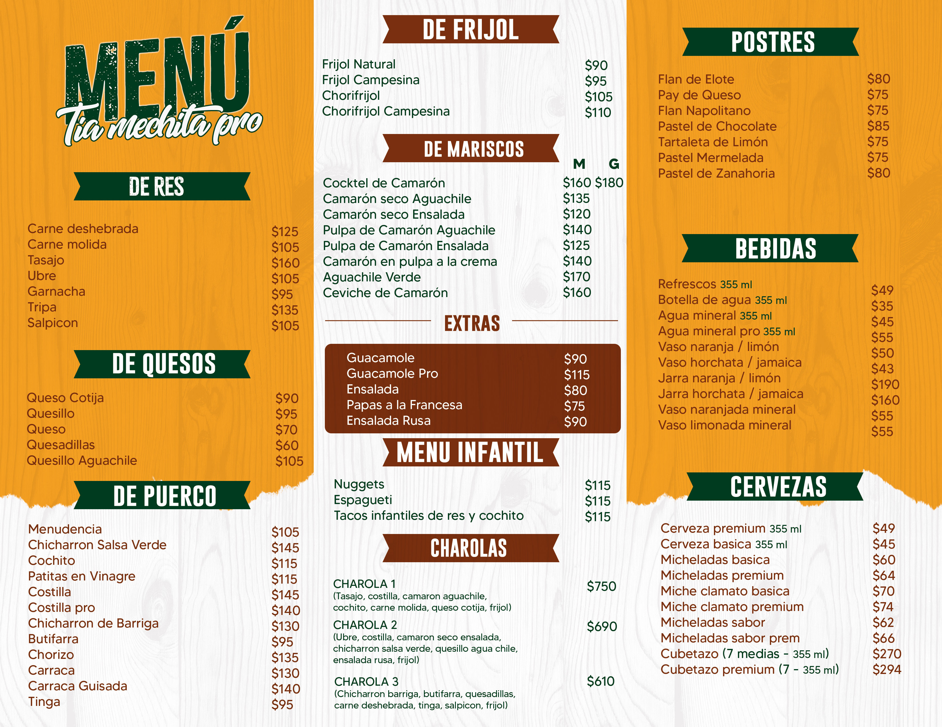 Menú de Tía Mechita Pro