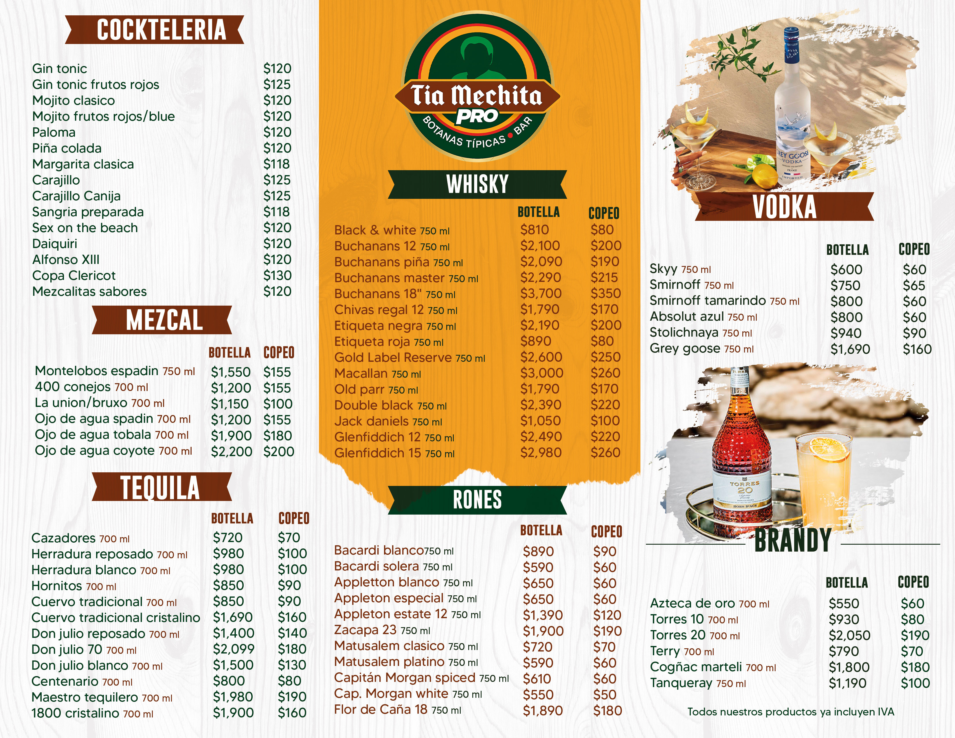Menú de Tía Mechita Pro